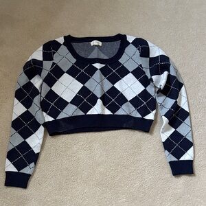 Navy and Gray Argyle Sweater